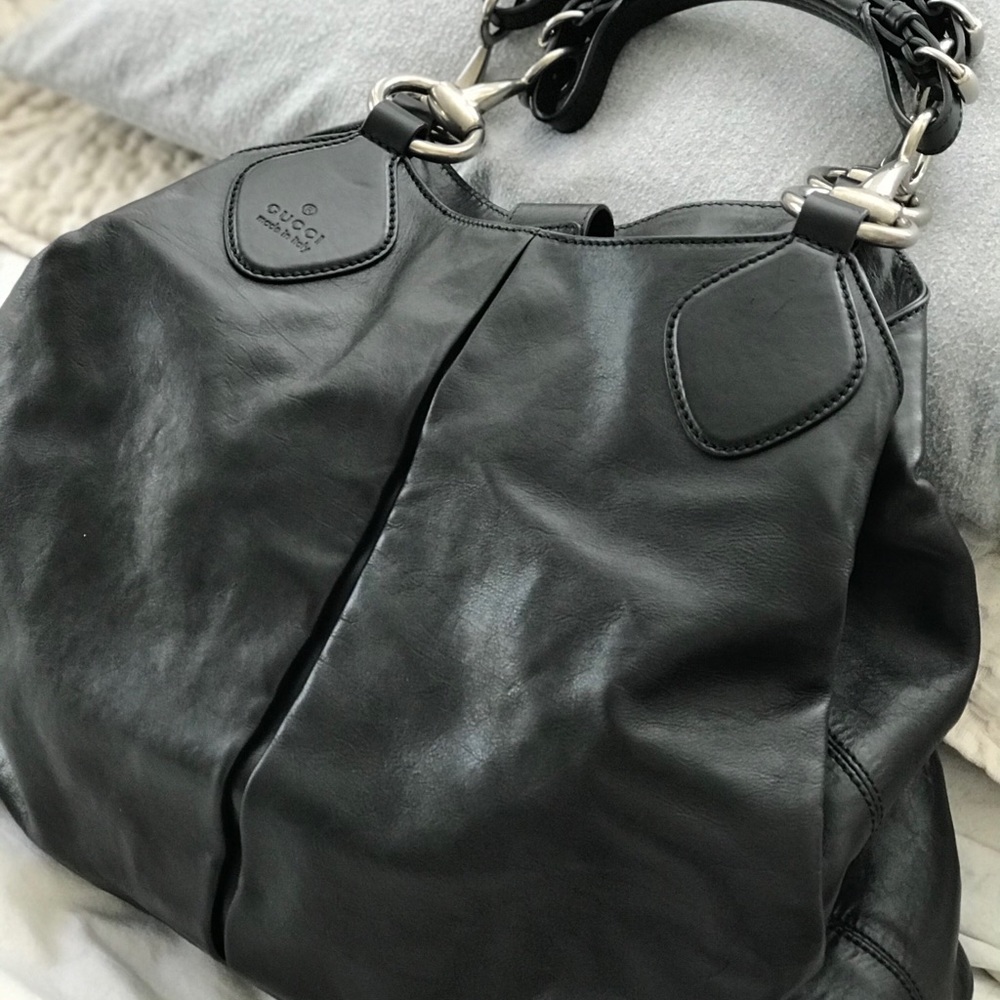 Mint Condition Authentic Black Leather Gucci Purse - image 2